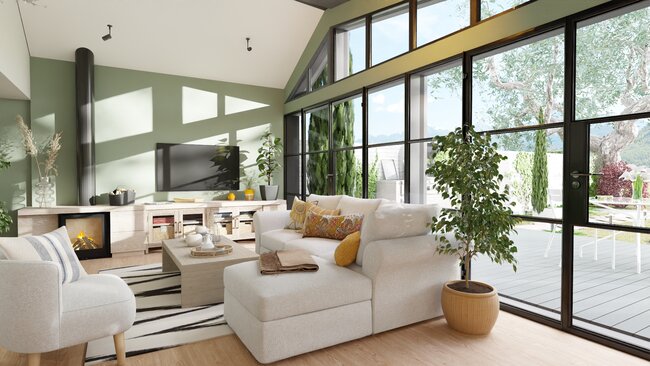3D rendering of a sunroom designed with Cedreo