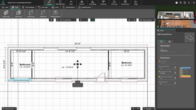 UI Cedreo layout step container house