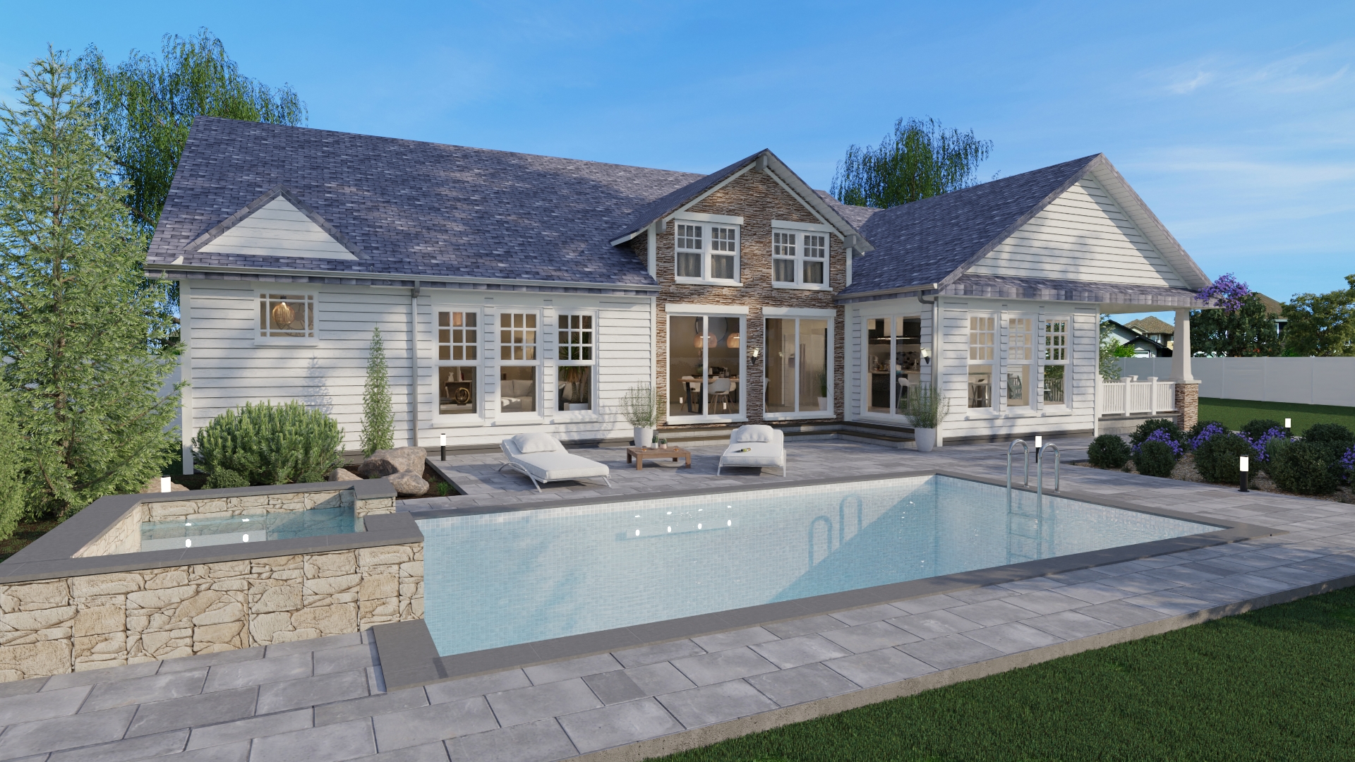Day and sunset renderings designed with Cedreo