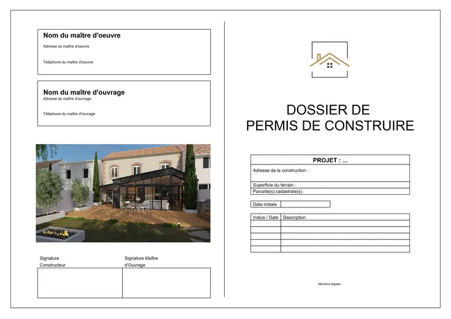 Exemple de page d'un permis de construire avec des rendus 3D créé avec Cedreo